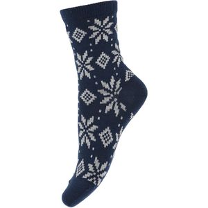 Melton Sokken - Wol - Sneeuwvlokken - Marineblauw - Melton - 15/16 - Sokken