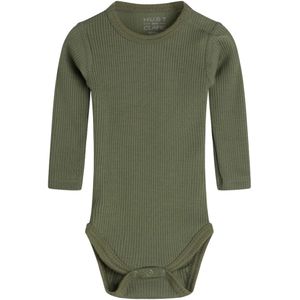 Hust and Claire Romper l/s - Berry - Rib - Wol - Dusty Green - Hust and Claire - 50 - Romper L/S