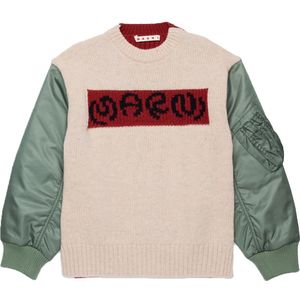 Marni Blouse - Wol/Nylon - Beige/Rood/Legergroen - Marni - 10 jaar (140) - Shirts