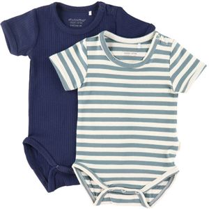 Minymo Rompers s/s - 2-pack - Kobold Blue - Minymo - 50 - Romper S/S