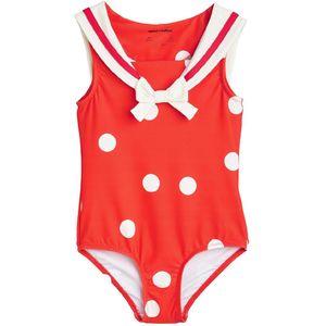 Mini Rodini Zwempak - UV50+ - Sailor Polka Dot - Rood - Mini Rodini - 92/98 - Badmode