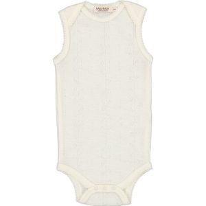 MarMar Romper mouwloos - Wol - Pointelle - Bini - Natural - MarMar - 1½ jaar (86) - Romper Mouwloos