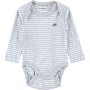 GANT Romper L/æ - Shield Striped - Light Grey Melange - GANT - 56 - Romper L/S