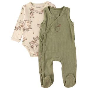 Fixoni Romper m. Voetjes m. Romper l/s - Pure Bliss/Beige m. Ber - Fixoni - 74 - Boxpak
