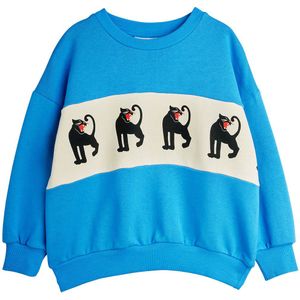 Mini Rodini Sweatshirt - Panther - Blauw - Mini Rodini - 4-5 jaar (104-110) - Sweatshirt