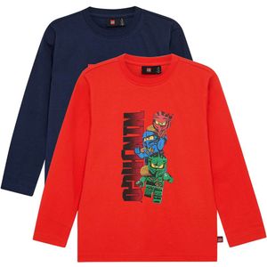 LEGO® Wear Ninjago Blouse - 2-pack - LwTaffy - Blauw/Rood - LEGO® Wear - 4 jaar (104) - Shirts