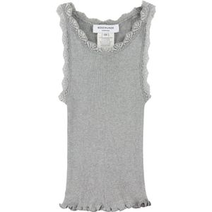 Rosemunde Top - Zijde/Katoen - Rib - Light Grey Melange m. Blond - Rosemunde - 8 jaar (128) - Tanktop