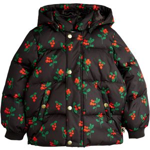 Mini Rodini Gevoerde Jas - Bosbessen met kap Puffer - Zwart - Mini Rodini - 6-7 jaar (116-122) - Donsjassen