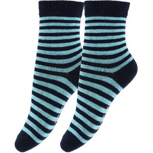 Fuzzies Sokken - 2-pack - Zwart/turkoois gestreept - Fuzzies - 17/19 - Sokken