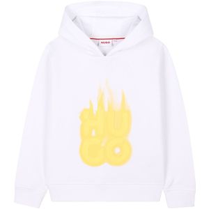 HUGO Hoodie - Wit/Geel - HUGO - 8 jaar (128) - Hoodie