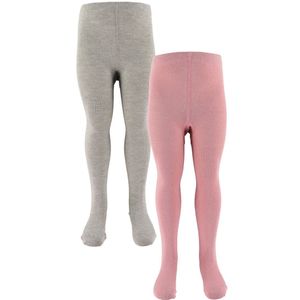 Minymo Panty's - 2-pack - Grijs/Roze m. Glitter - Minymo - 128/134 - Panty's