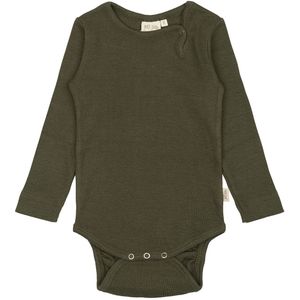 Petit Piao Romper l/s - Rib - Modaal - Green Leaf - Petit Piao - 62 - Romper L/S