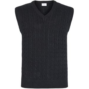 Grunt Vest - Gebreid - GrMoro - Black Melange - Grunt - 8 jaar (128) - Vest