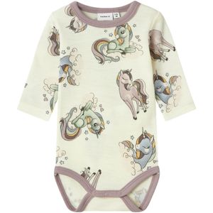 NAME IT - Nbfwillitus Wool Ls Body Noos - Rompertje - Wit - 56 cm