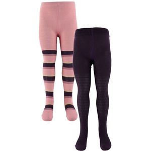 Minymo Panty's - 2-pack - Paars/Roze Gestreept m. Goud - Minymo - 104/110 - Panty's
