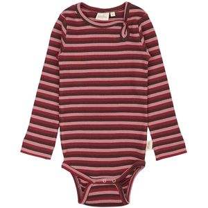 Petit Piao Romper l/s - Rib - Modaal - Fiets Rood Multistripe - Petit Piao - 68 - Romper L/S