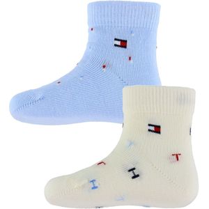 Tommy Hilfiger Sokken - 2-pack - Lichtblauw/Wit m. Print - Tommy Hilfiger - 19/22 - Sokken