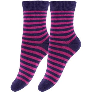 Fuzzies Sokken - 2-pack - Paars/Roze Gestreept - Fuzzies - 17/19 - Sokken