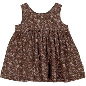 Wheat Jurk - Pinafore Wrinkles - Dark Army Bloemen - Wheat - 74 - Jurk