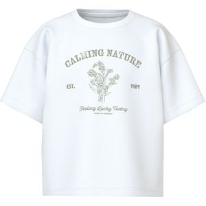 Name It T-Shirt - NkfVamina - Bright White/Kalmerend Nature - Name It - 7-8 jaar (122-128) - T-Shirts
