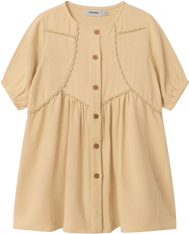 Lil Atelier Jurk - NmfDamla - Viscose/Linnen - Taos Taupe - Lil Atelier - 3 jaar (98) - Jurk