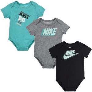 Nike Rompers s/s - Blok - 3-pack - Gewassen Teal - Nike - 3 mnd - Romper S/S