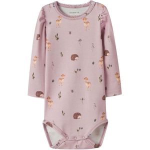 Name It Romper l/s - NbfOtia - Gepolijst Lilac m. Dieren - Name It - 62 - Romper L/S