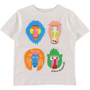 Stella McCartney Kids T-Shirt - Wit m. Aapjes - Stella McCartney Kids - 8 jaar (128) - T-Shirts