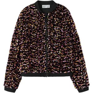 Pailletten - Bomberjack - Hoge Hals - Lange Mouwen - Geribbelde Manchetten