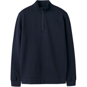 Sweatshirt - Halve Rits - Geborstelde Sweatstof - Lange Mouwen