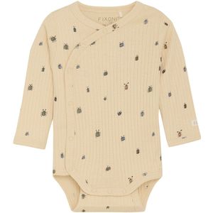 Fixoni Wikkelromper l/s - Rib - Koekjes - Fixoni - 56 - Romper L/S
