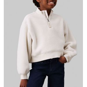 Calvin Klein Fleece Trui - Sherpa Fleece Ritssluiting - Ivory - Calvin Klein - 8 jaar (128) - Fleece Jas