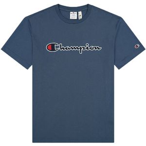 Champion Fashion T-Shirt - Blauw m. Logo - Champion - 16-18 jaar (176-188) - T-Shirts