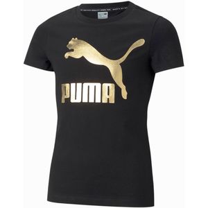 Puma T-Shirt - Classics - Zwart m. Goudprint - Puma - 4 jaar (104) - T-Shirts