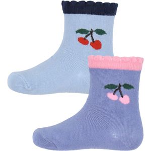 Konges Sløjd Sokken - 2-pack - Jaquard Frill - Blue Mist/Purple - Konges Sløjd - 17/18 - Sokken