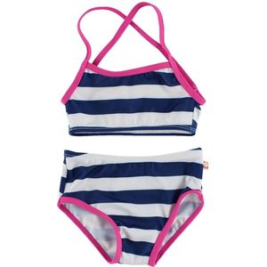 Katvig Classics Bikini - UV50+ - Navy/Wit Gestreept m. Roze Rand - Katvig - 80/86 - Bikinis