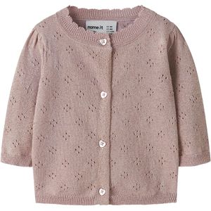 Pointelle - Gebreid Vest - Cardigan - Glitter Detail - Lange Mouwen