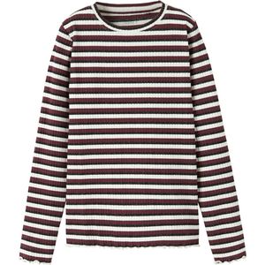 Name It Blouse - Rib - NkfVemma - Cloud Danser/Black/Burgundy - Name It - 11-12 jaar (146-152) - Shirts