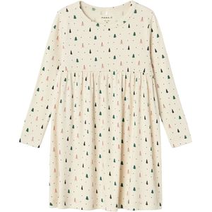 Name It - NmfDab - Jurk - Rib - Summer Zand met Kerstbomen