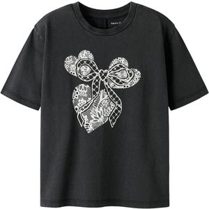 Name It T-Shirt - NkfSinika - Zwart - Name It - 7-8 jaar (122-128) - T-Shirts