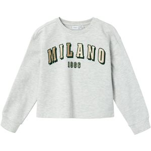 Name It Sweatshirt - Bijgesneden - NkfLosefine - Light Grey Mela - Name It - 6 jaar (116) - Sweatshirt