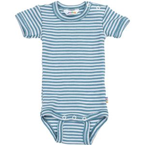 Joha Romper s/s - Rib - Wol/Zijde - Blauw - Joha - 50 - Romper S/S