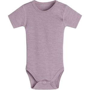 Hust and Claire Romper s/s - Inzet - Rib - Wol - Dusty Rose - Hust and Claire - 50 - Romper S/S