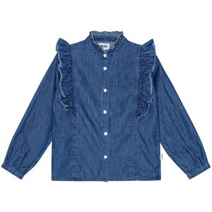 Molo Overhemd - Raphaella - Mid Blue Wassen - Molo - 7-8 jaar (122-128) - Overhemd