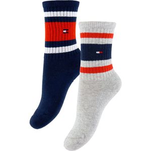 Tommy Hilfiger Sokken - 2-pack - Navy/Grijs Gevlekt m. Logostrep - Tommy Hilfiger - 27/30 - Sokken
