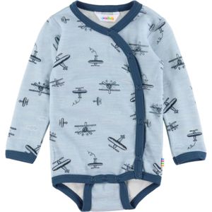 Joha Wikkelromper l/s - Wol/Bamboe - Lichtblauw m. Print - Joha - 40 - Romper L/S