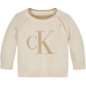 Calvin Klein Blouse - Gebreid - Floffy Logo - Witkopgrijs - Calvin Klein - 1½ jaar (86) - Shirts