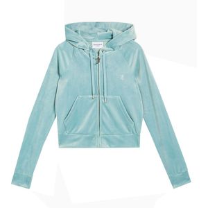 Juicy Couture Cardigan - Bijgesneden - Madison - Fluweel - Blue  - Juicy Couture - Teen - XXS - Xtra Xtra Small - Cardigan