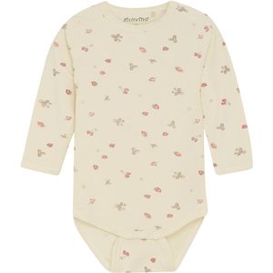 Minymo Romper l/s - Viscose - Strawberry Ice m. Aarbeien - Minymo - 56 - Romper L/S