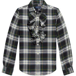 Polo Ralph Lauren Overhemd - Crème/Groen Geruit m. Ruche - Polo Ralph Lauren - 7 jaar (122) - Overhemd